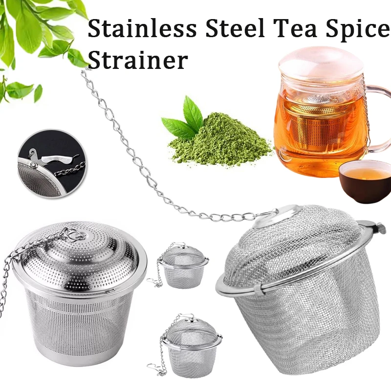 1-2Pcs Stainlesss Steel Tea Spice Strainer Seasoning Ball Mesh Herbal Ball Teakettle Locking Tea Filter Reusable