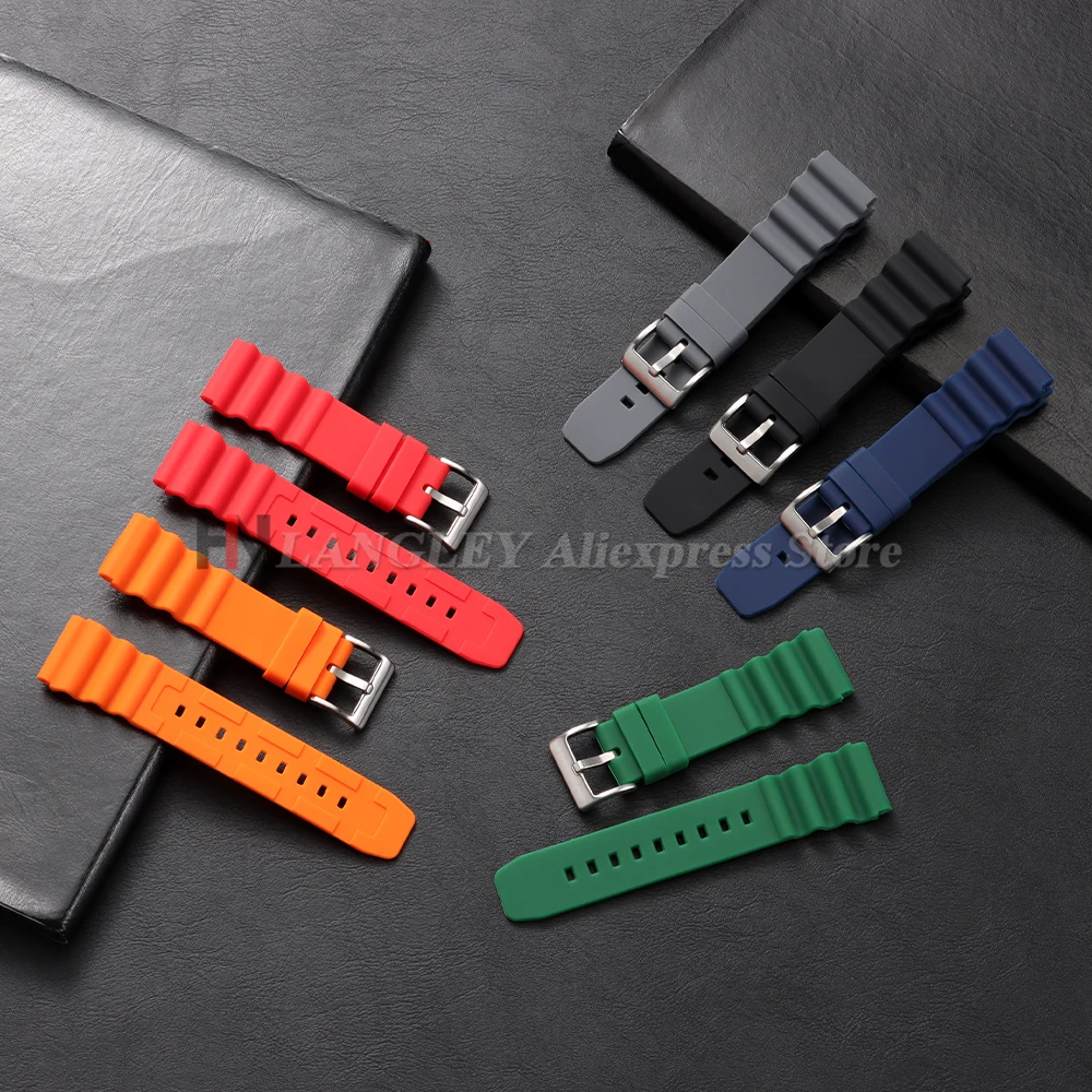 20mm 22mm Weiches Silikon-Gummi-Uhrenarmband für Herren und Damen, Sportliches Wasserdichtes Armband mit Dornschließe für Seiko SKX007 SRP777J1 – Detail 12