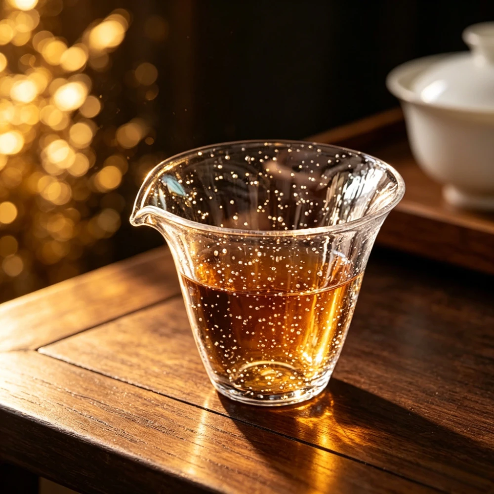 Air Bubble Glass Tea Pitcher Fair Cup Chahai Tea Server Tea Ceremony Kung Fu Tea Set Accessory Heat Resistant Gift For Home