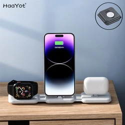 3 in 1 Foldable Magnetic Wireless Charger For iPhone 15 14 13 12 Pro XS Fast Wireless Charging Pad For Airpods Pro iWatch 8 7 6