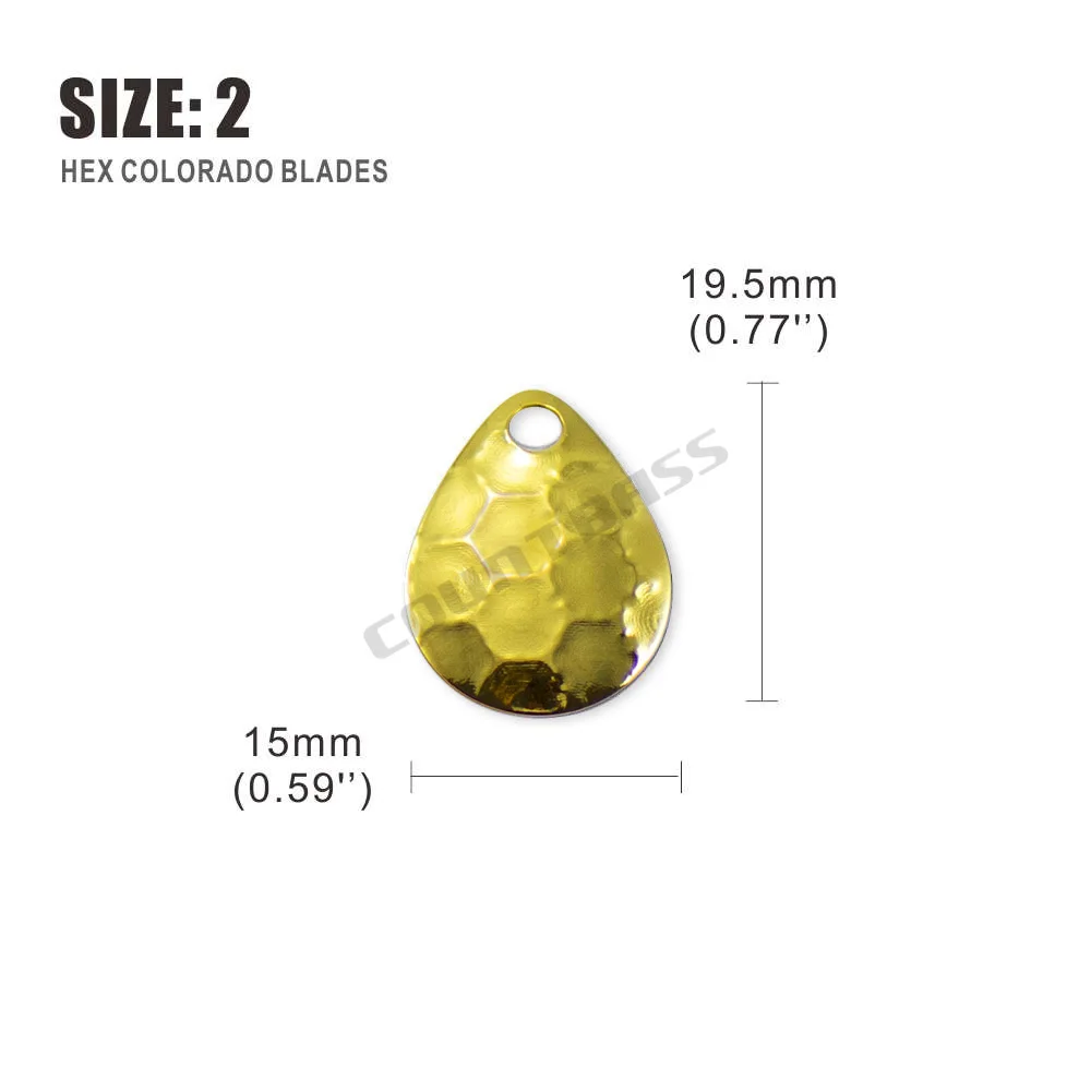 Countbass 50pcs Size 2-5 Gold Plating Steel Colorado Spinner Blades Hex Pattern Premium Quality Tackle Craft view 3