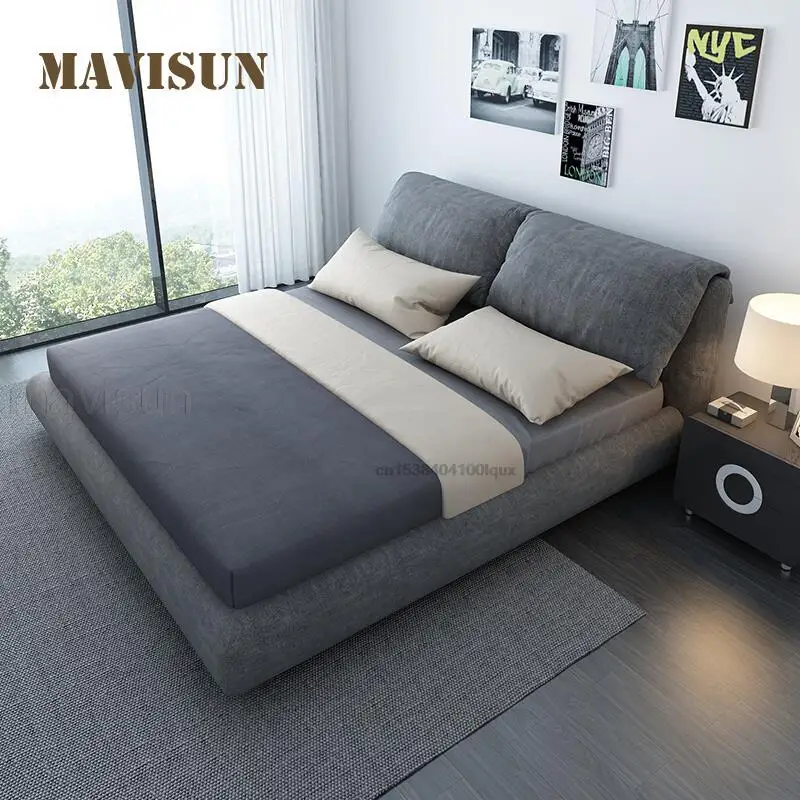 Cotton And Linen Removable And Washable Tatami Storage Bed Small Apartment Master Bedroom Furniture Set Simple Modern 1.8M