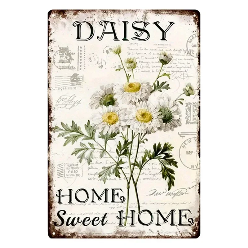 Vintage tuinplanten thema metalen blikken bord retro zonnebloem kamerplant wanddecoratie voor huis patio tuin tuinieren rustieke ijzeren P
