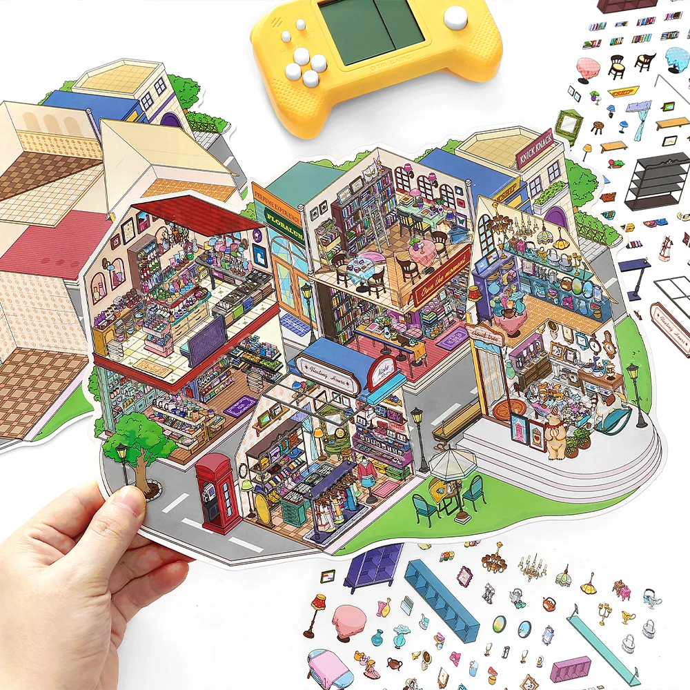 Cartoon Miniature Scene 3D Landscaping Stickers DIY Cabin Scene Stacking and Pasting Hand Account Cute Gift