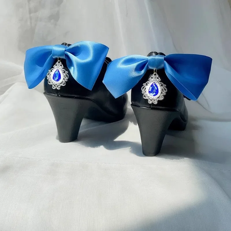 Game Genshin impact Fontaine Furina cosplay shoes boot women Lolita bow high heels Halloween masquerade party costume accessorie