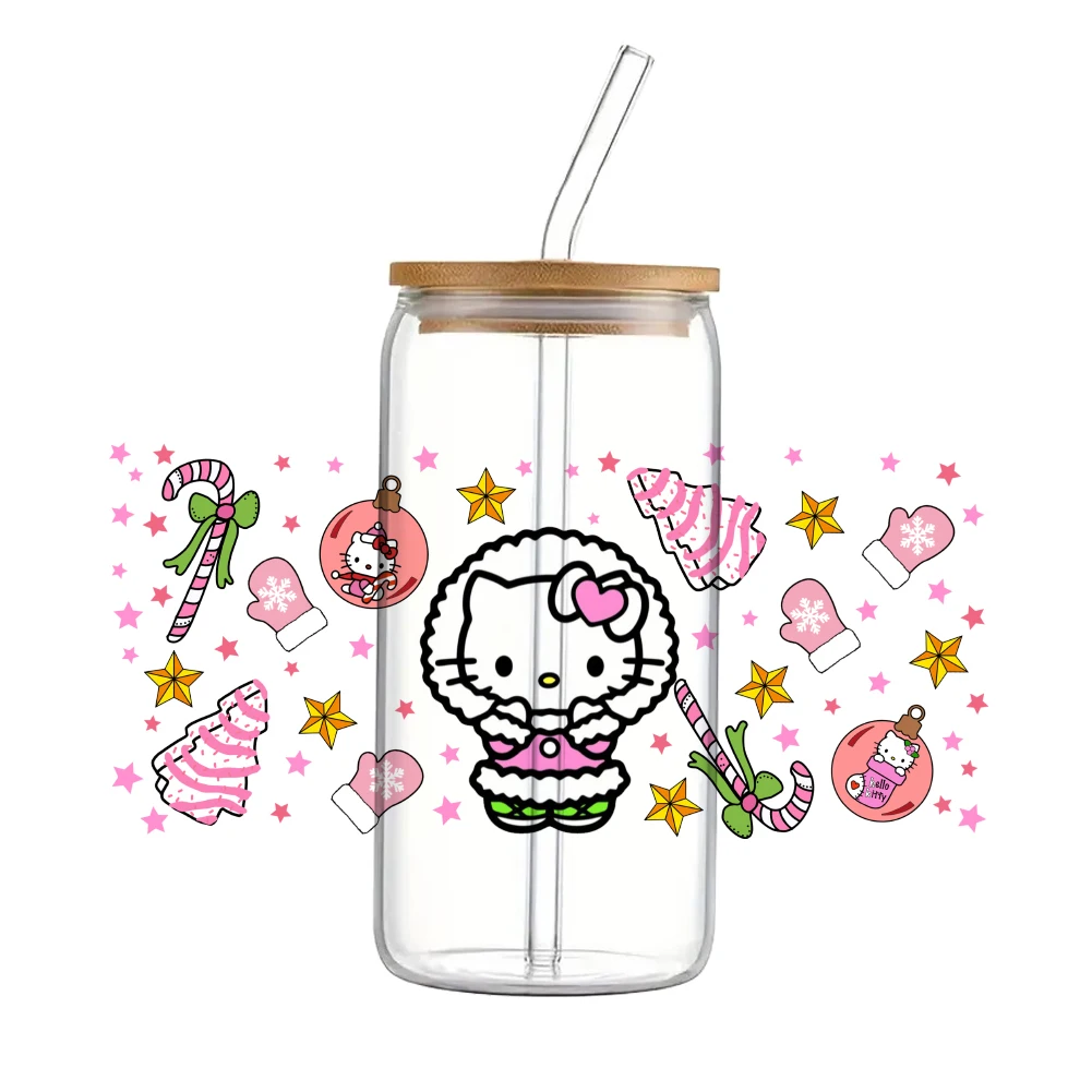 11*24cm Hello Kittey Sanrio UV DTF Wraps Sticker DIY For 16oz Glass Cup Waterproof Decals Laptop Phone Sticker