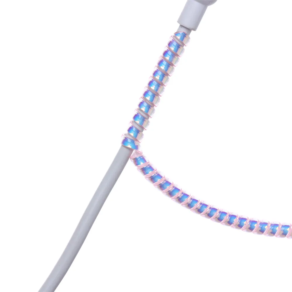 1PC New Laser 1.55M USB Data Charging Line Cable Protector Wrap Cable Organizer Spring Design Winder Protection Rope