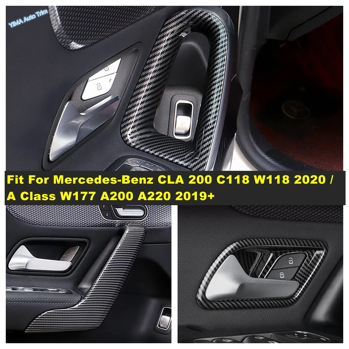 

Car Armrest Door Handle Bowl Frame Cover Trim For Mercedes-Benz CLA 200 C118 W118 2020-2023 / A Class W177 A200 A220 2019 - 2024