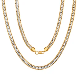 U7 6mm Double Metal Colors Chain Necklaces for Men 18/26/28inches Gold Color Vintage Style Rapper Hip Hop Jewelery Gift for Him