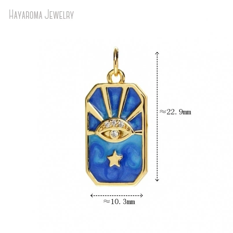 2Pcs Geometric Oblong Star Religious Evil Turkish Eye Jewelry Gold Color Islam Metal Cubic Zirconia Pendant Charms PM47526