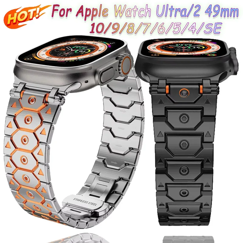 

Stainless Steel Titan Strap for Apple Watch Ultra 49mm Luxury High-end Metal Watchband iwatch 10 9 8 7 6 5 4 SE Band Accessories