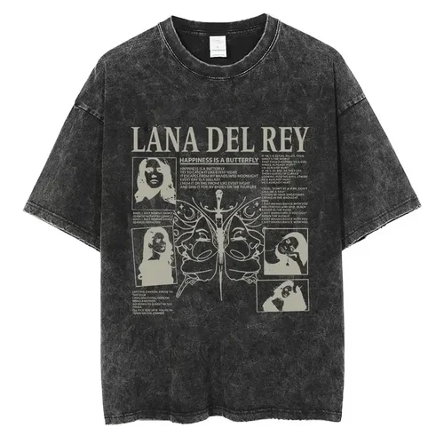 Imagen 2 del producto Camiseta Lana Del Rey Ldr Sailing Vintage Wash, camiseta de manga corta de estilo Retro para hombre y mujer, camisetas de gran tamaño de Hip Hop, ropa de calle