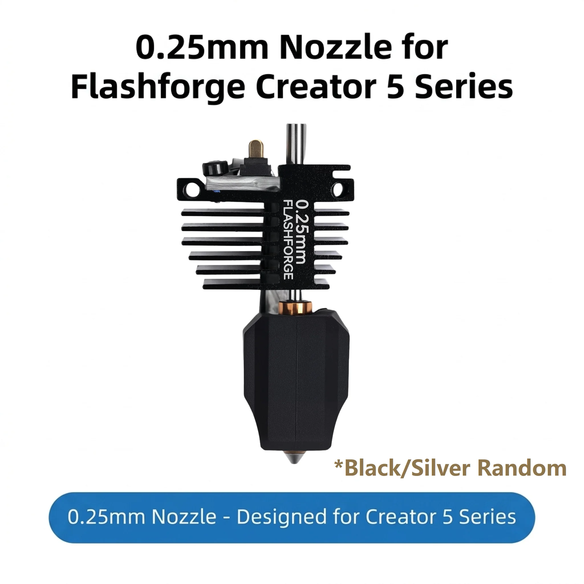 Original Flashforge Creator 5 Nozzle Assembly & Silicone Sock, 0.25/0.4/0.6/0.8mm Hotend for 3D Printer, Black/Silver Random 2