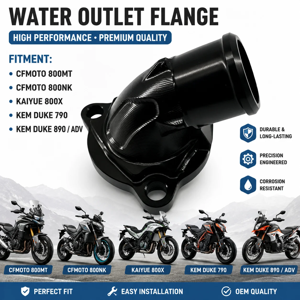 

Applicable to CF MOTO 800MT/NK Kaiyue 800X KTM790 890 modified water pipe interface thermostat cover CNC