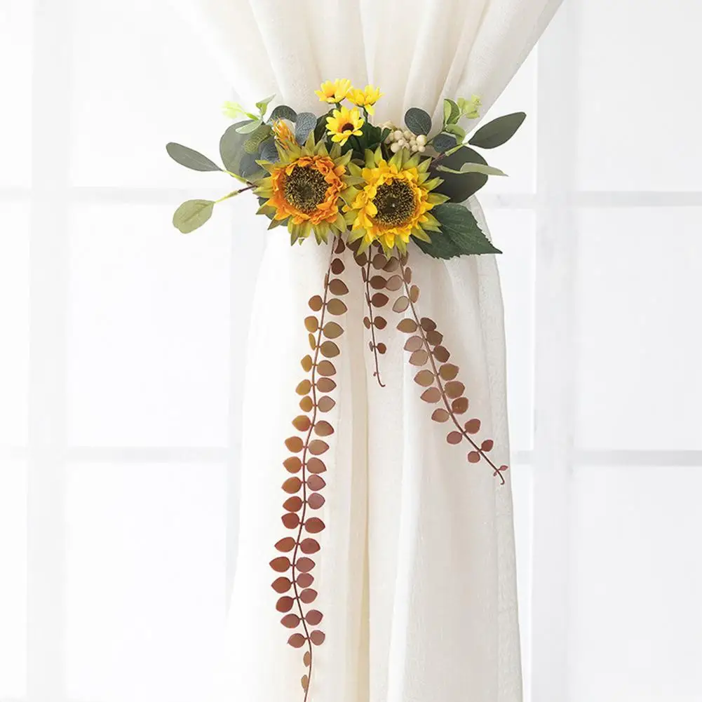 Vibrant Faux Peony Curtain Tieback Elegant Rose Sunflower Holder For Living Room Wedding Bridal Shower Home Decor