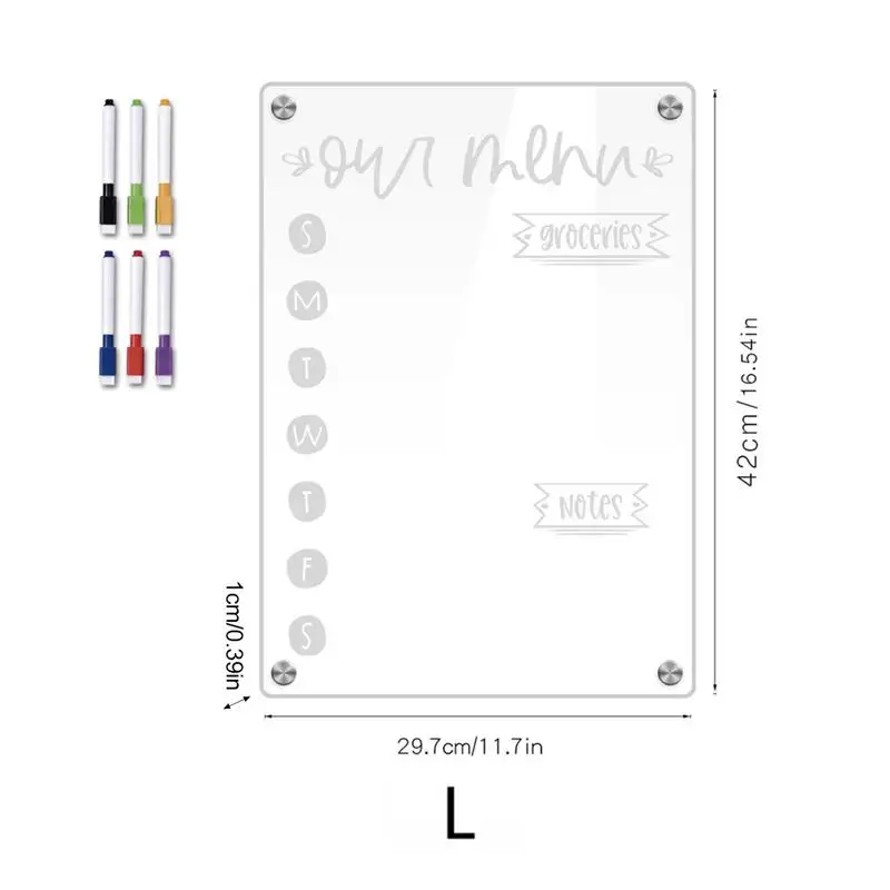 Magnetic Weekly Planner for Fridge Weekly Planner Dry Erase Board with 6 Markers Memo Board Reusable Fridge Notepad Meal Planner