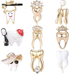 Enamel Teeth Pin for Women Unisex Rhinestone Cartoon Tooth Brooch Event Party Backpack Decoration Clothes Accessories