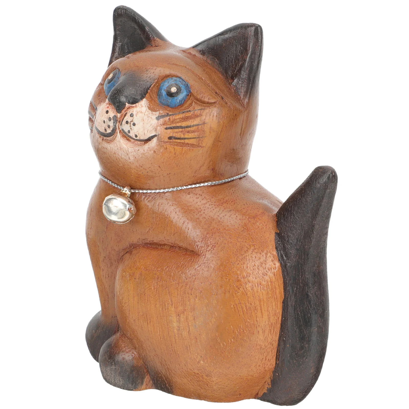 Wooden Carving Small Statue For Home Decor Wood Cat Rustic Farmhouse Style Cat Wooden Carving Statue Ornament Gift