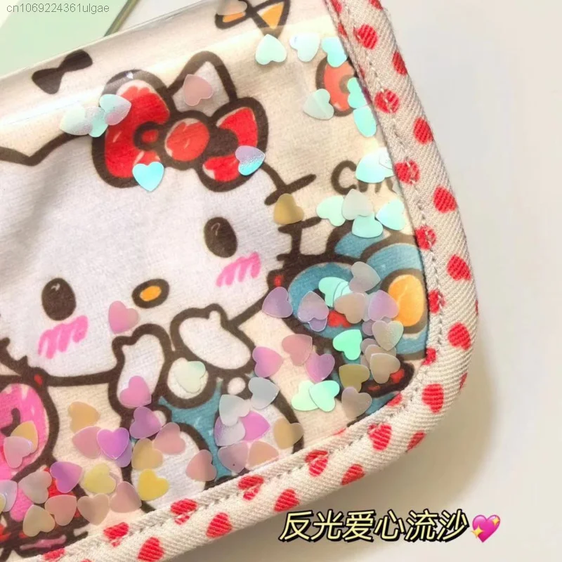 Sanrio Hello Kitty wielofunkcyjna Mini kwadratowa torba damska portfel przezroczyste ruchome karta z motywem etui Y2k portfel dziecięcy