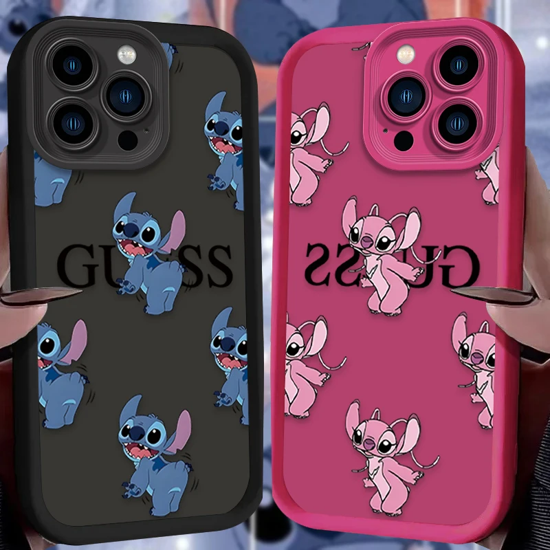 Couple Disney Stitch Case For iPhone 16 15 14 13 12 11 Pro Max X XS X S Max XR SE 2020 7 8 Plus Shockproof Silicone Back Cover