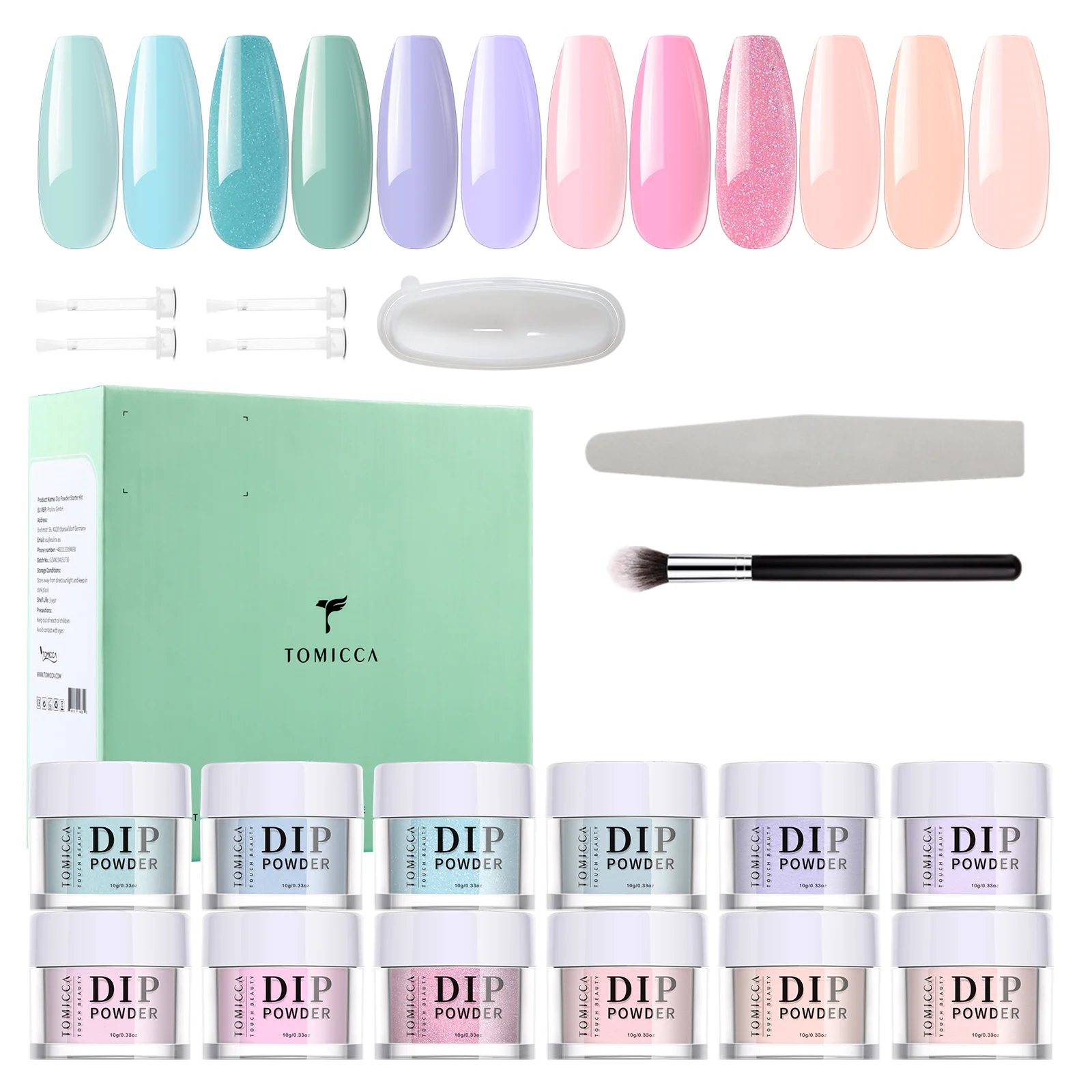 

Acrylic nail powder set: 10g * 12 cans of colorful acrylic nail powder, used for acrylic nail extension carving, suitable for fe
