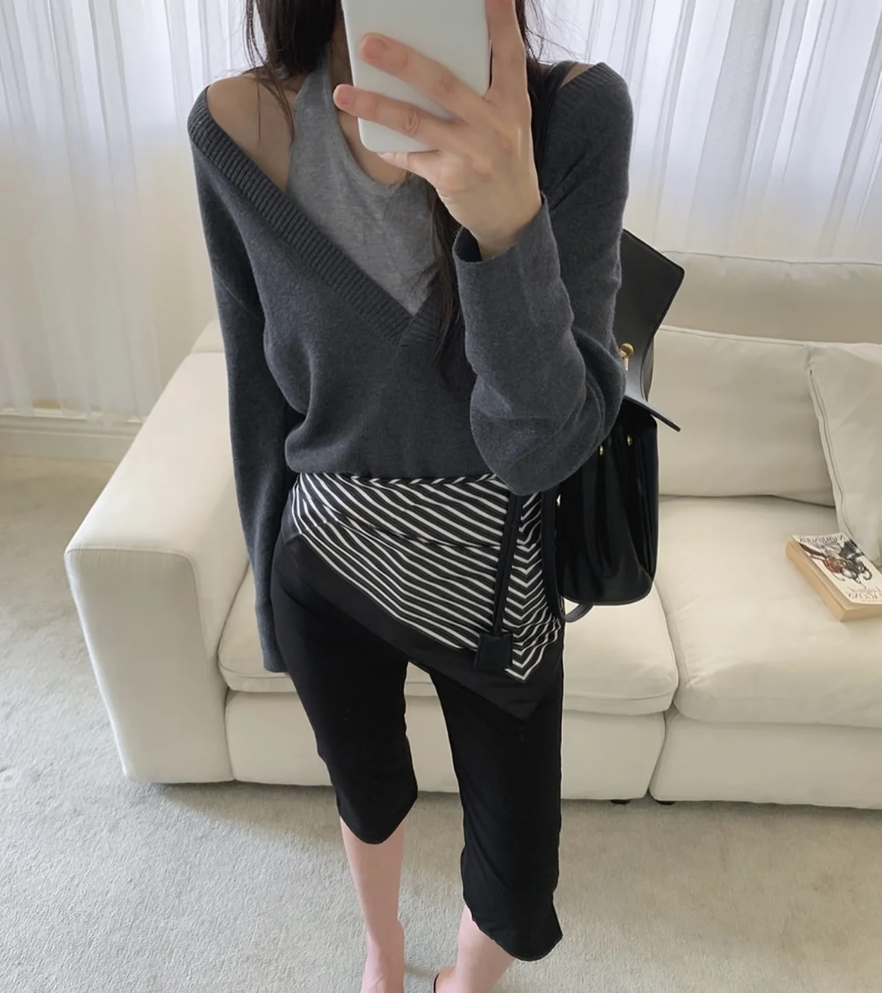 

2colors 2025 Autumn Women Faux Two Pieces Pullovers and Sweaters Jumper loose soft Female knitted Sweater (CS3239)