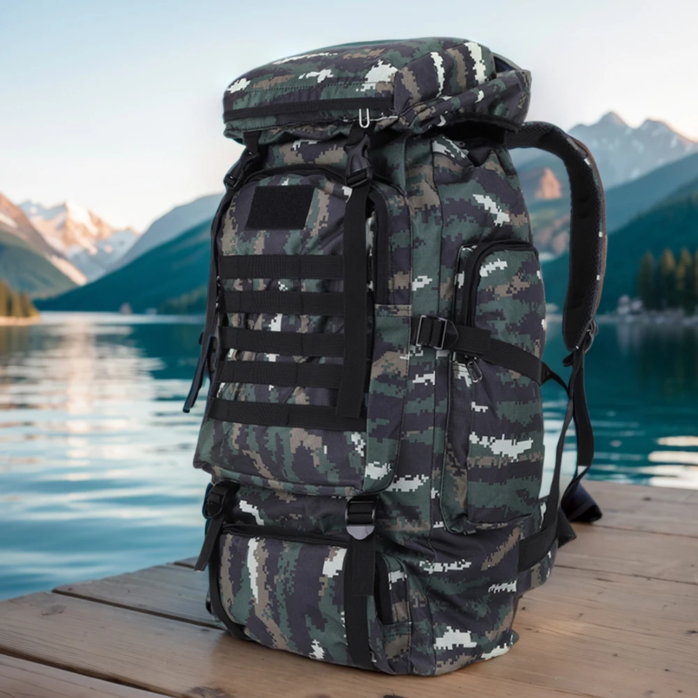 80L Comfort Breathable Camouflage Backpack Waterproof Wear-resistant Climbing Backpack Outdoor Sports Rucksack Ski Hiking Bags