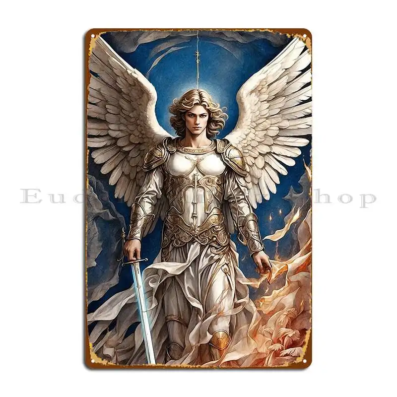 علامات فنية لملاك الملاك جبرييل ، جدارية مخصصة ، تصميم ديكور حائط ، ملصق قصدير حانة ، حفلات #1