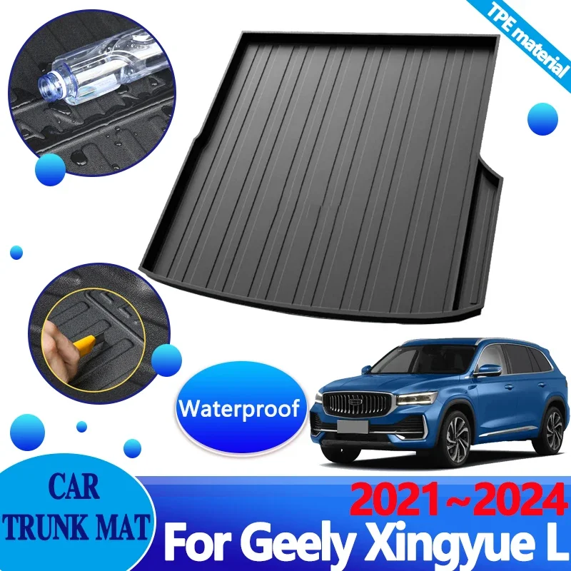 Car Trunk Floor Mats for Geely Xingyue L Accessories Monjaro KX11 2021~2024 Waterproof Carpet Protector Upholstered Storage Pad