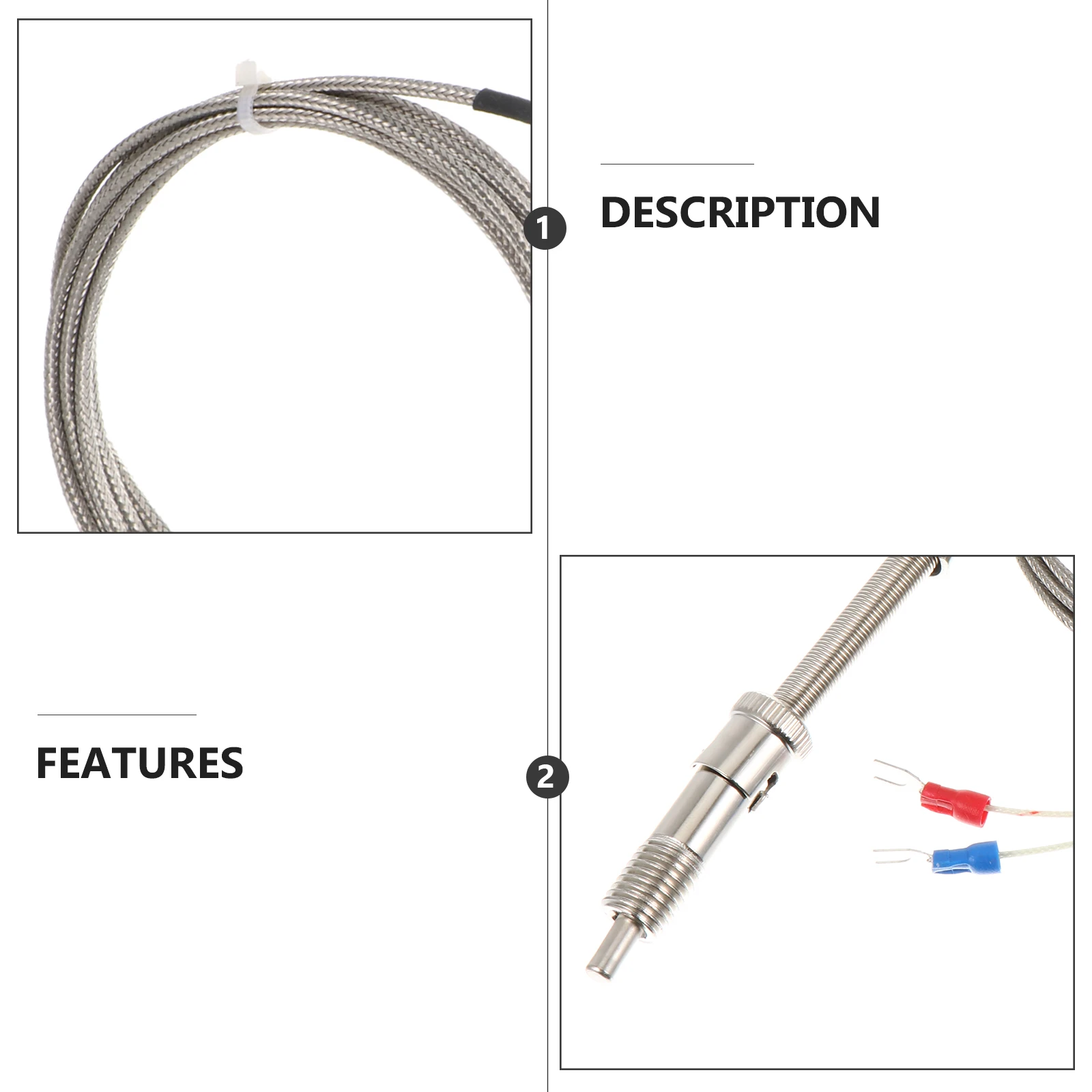 

Stainless Steel Waterproof Temperature Sensor Probe Pressure Spring Thermometer Wire Rustproof Thermocouple Room Heating