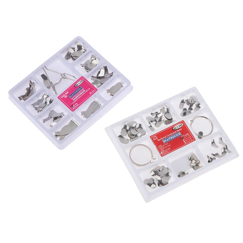 100Pcs Dental Matrix Sectional Contoured Metal Matrices Band Resin Clamping/Seperating Ring for Teeth Replacement Dental Tool