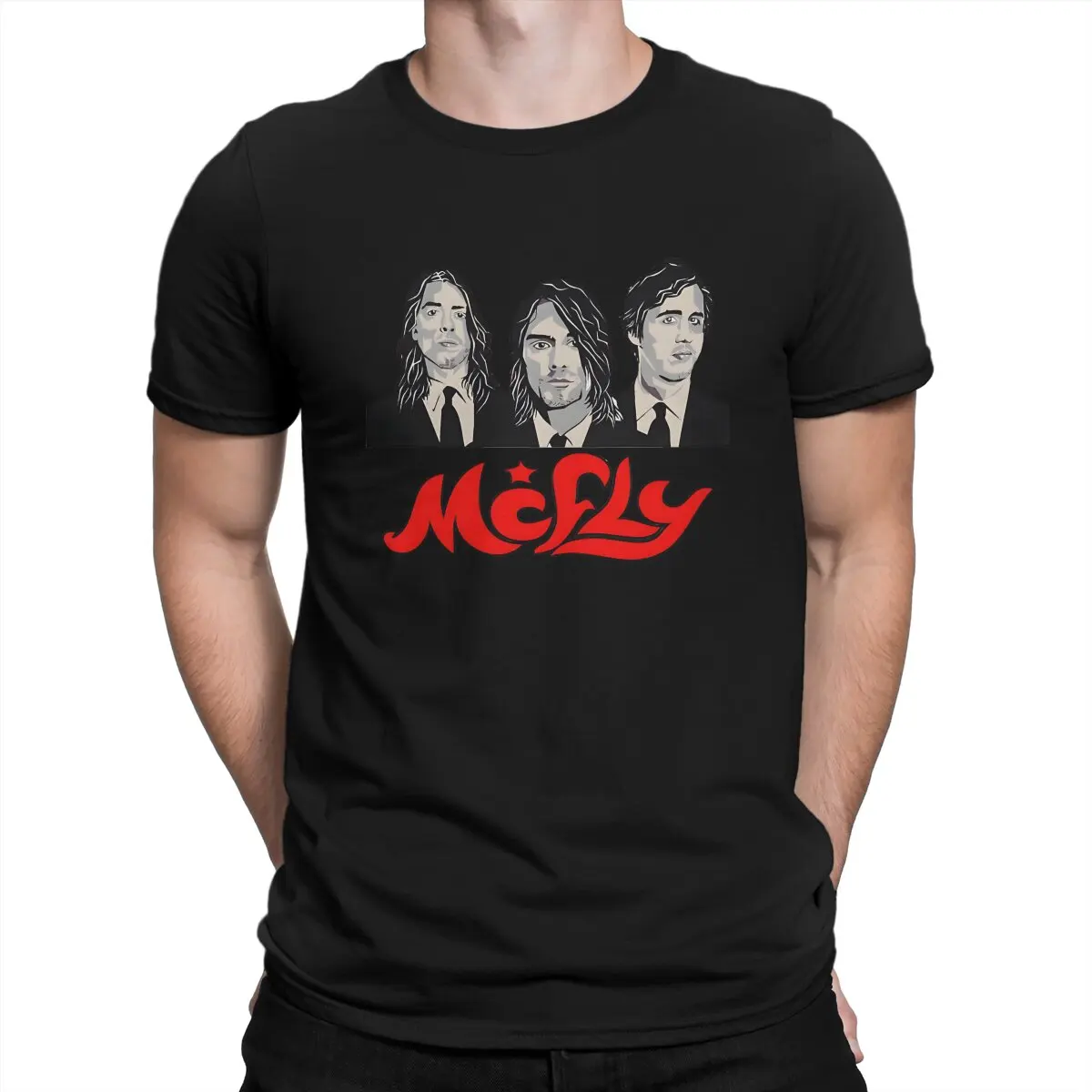 McFly Creative TShirt for Men Three Band Round Collar Pure Cotton T Shirt Personalize Birthday Gifts OutdoorWear