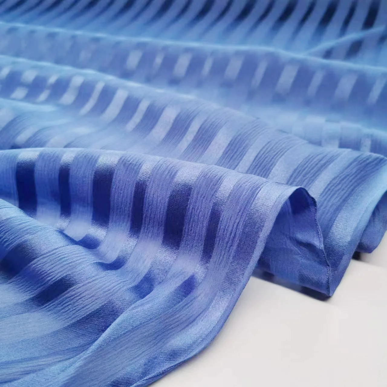 InjBlue-Tissu à Rayures en Satin pour Robe, Design Artistique, Matériel de Couture, 100%