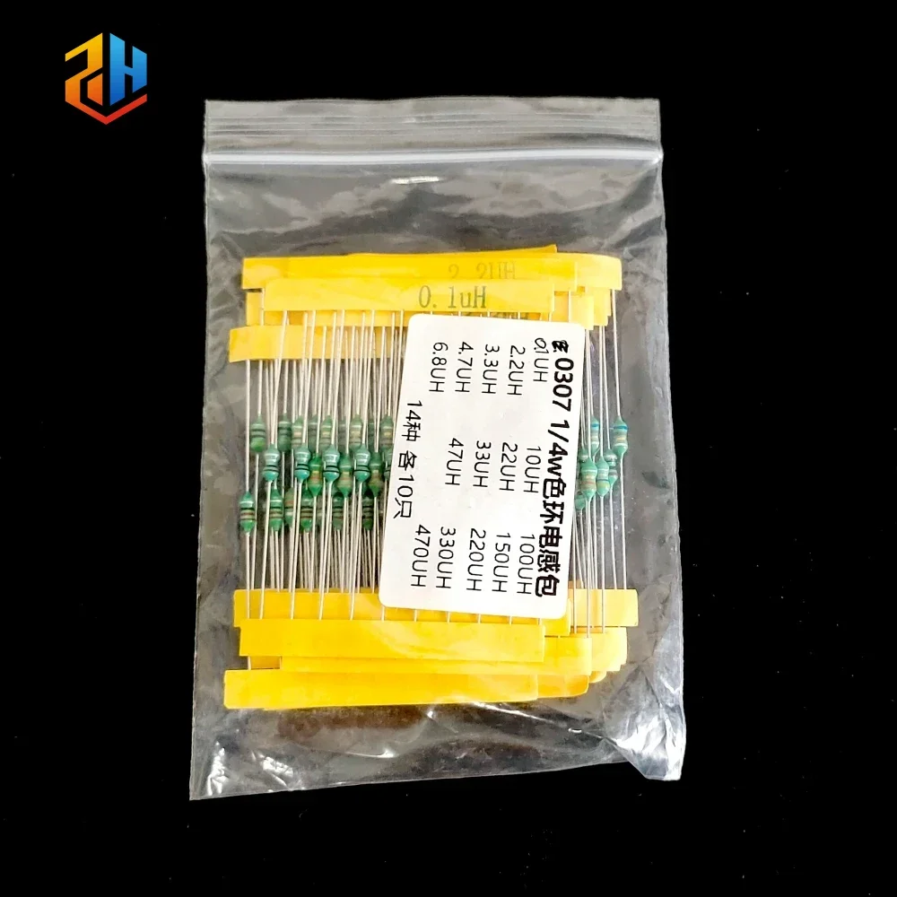 120Pcs 0307 DIP Assorted Inductor Kit 1/4W Color Ring Axial Lead Fixed Inductors 1uH-470uH 12 Values Electronic Components Set