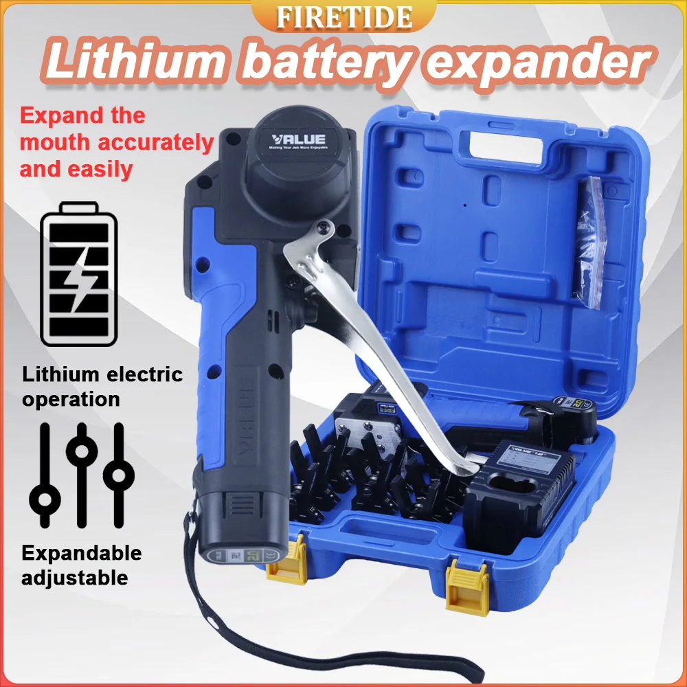 

Cordless Pipe Tube Expander Tool 1/4”-3/4” Electric Flaring Tool Kit Lithium Battery for Soft Copper Aluminum Brass Pipe