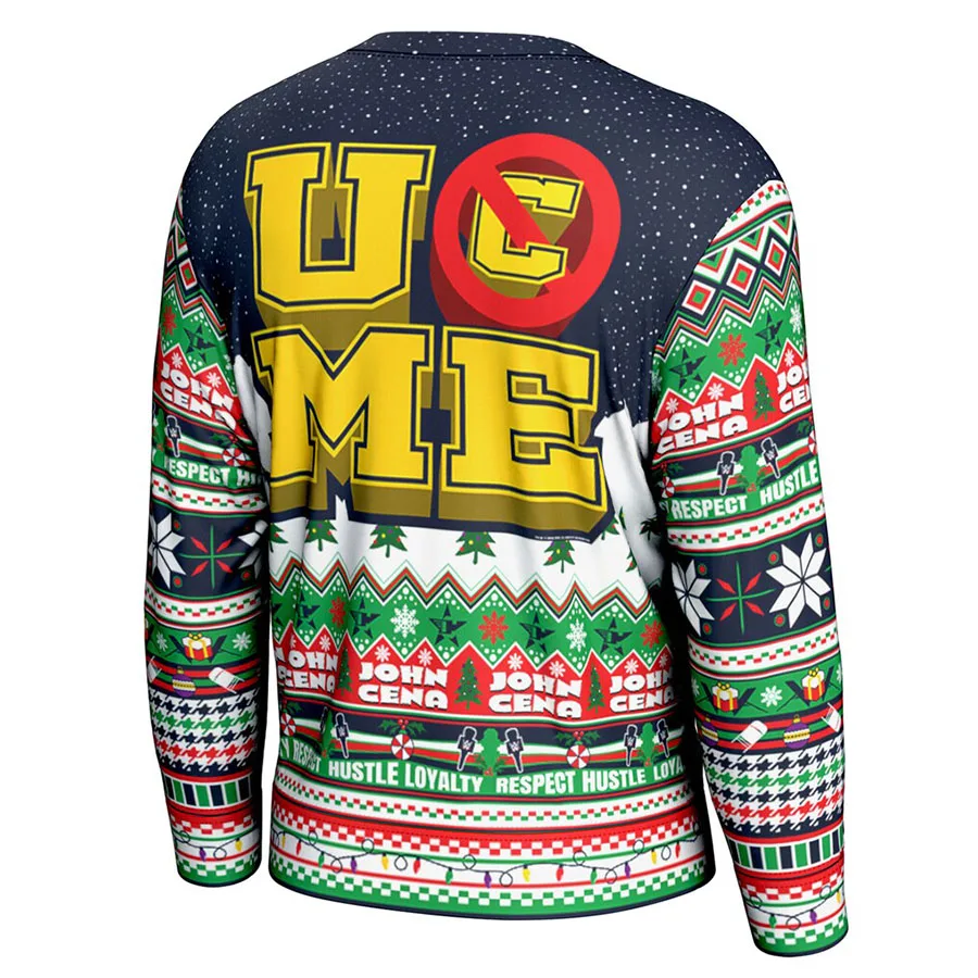 Men's Navy John Cena Ugly Sweater Classic Fashion Color Rich Breathable And Moisture Absorbing Suitable For Christmas Parties