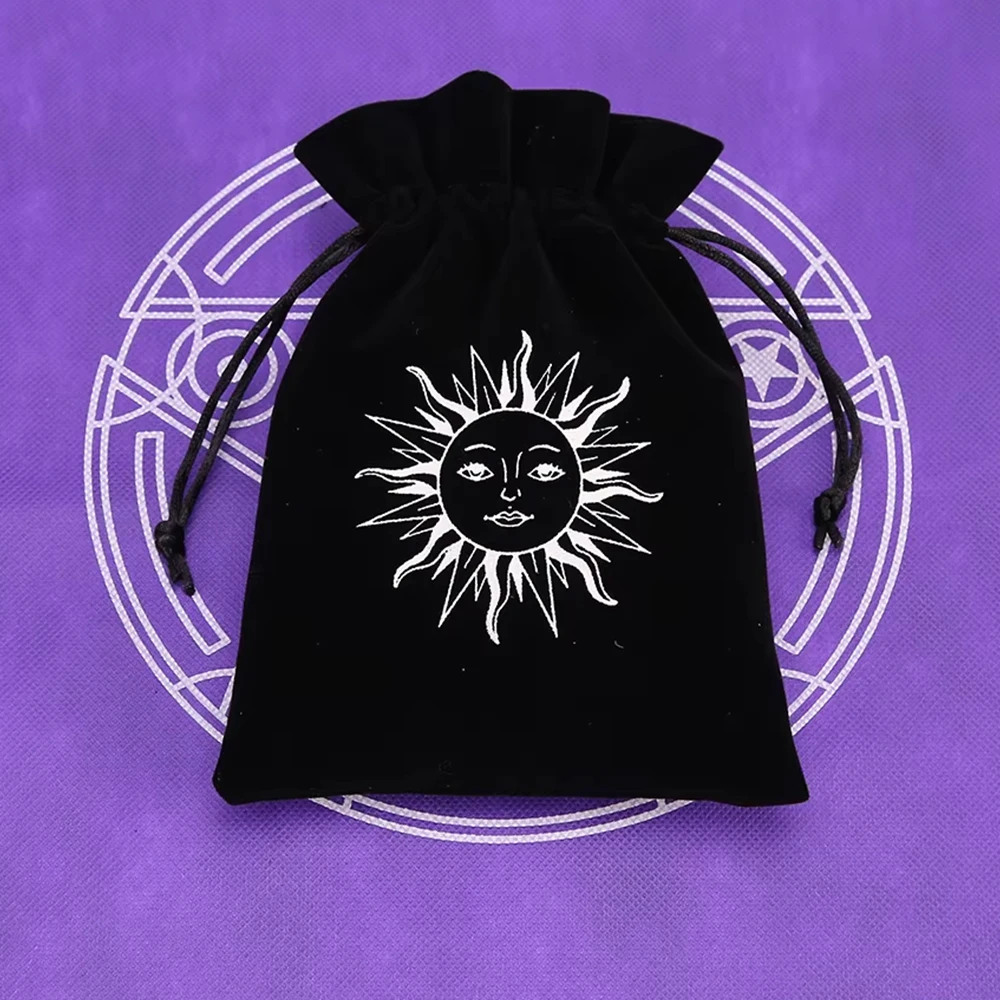 Velvet Drawstring Tarot Storage Bag with Embroidery Design