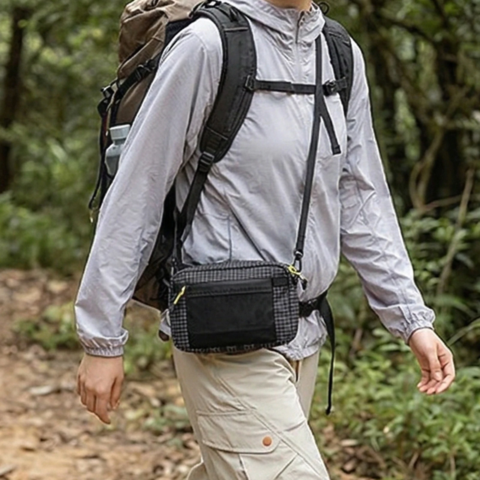 

Outdoor Waist Pack Ultralight Hiking Hanging Side Pocket Adjustable Strap Multi-Functional Chest Pack for Cycling Running Hiking