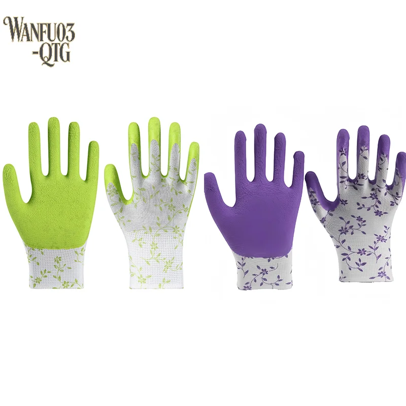 

New Garden Gloves One Size For Women Breathable Foam Latex Working Gloves, For Gardening Landscape DIY Rubber Gloves