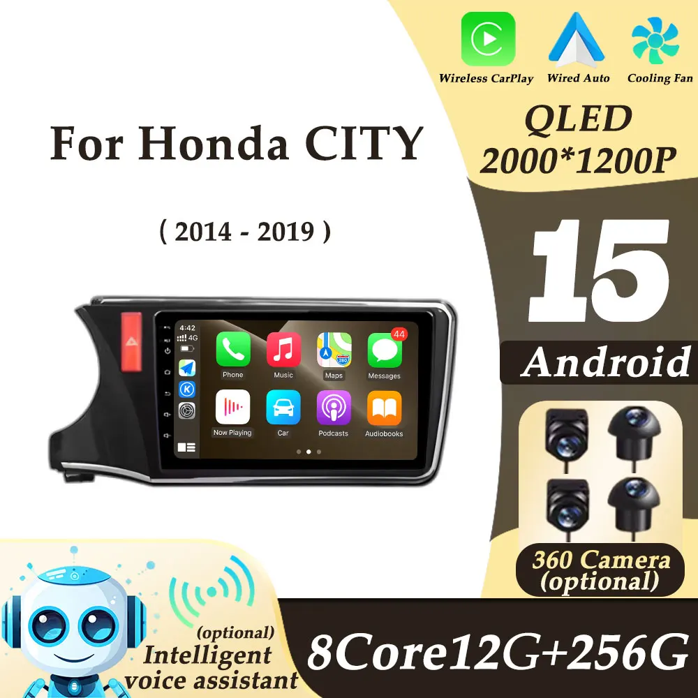 

Left Hand Drive for Honda CITY 2014-2019 Car Radio Android Auto CarPlay Split Screen DSP Stereo BT Multimedi Player Video Audio