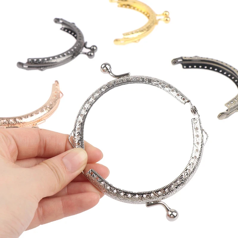 8.5cm Semicircle Metal Purse Frame Clasp Lock Handle For Bag Wallet Handle Clutch 5 colors DIY Craft Bag Accessory Wholesale