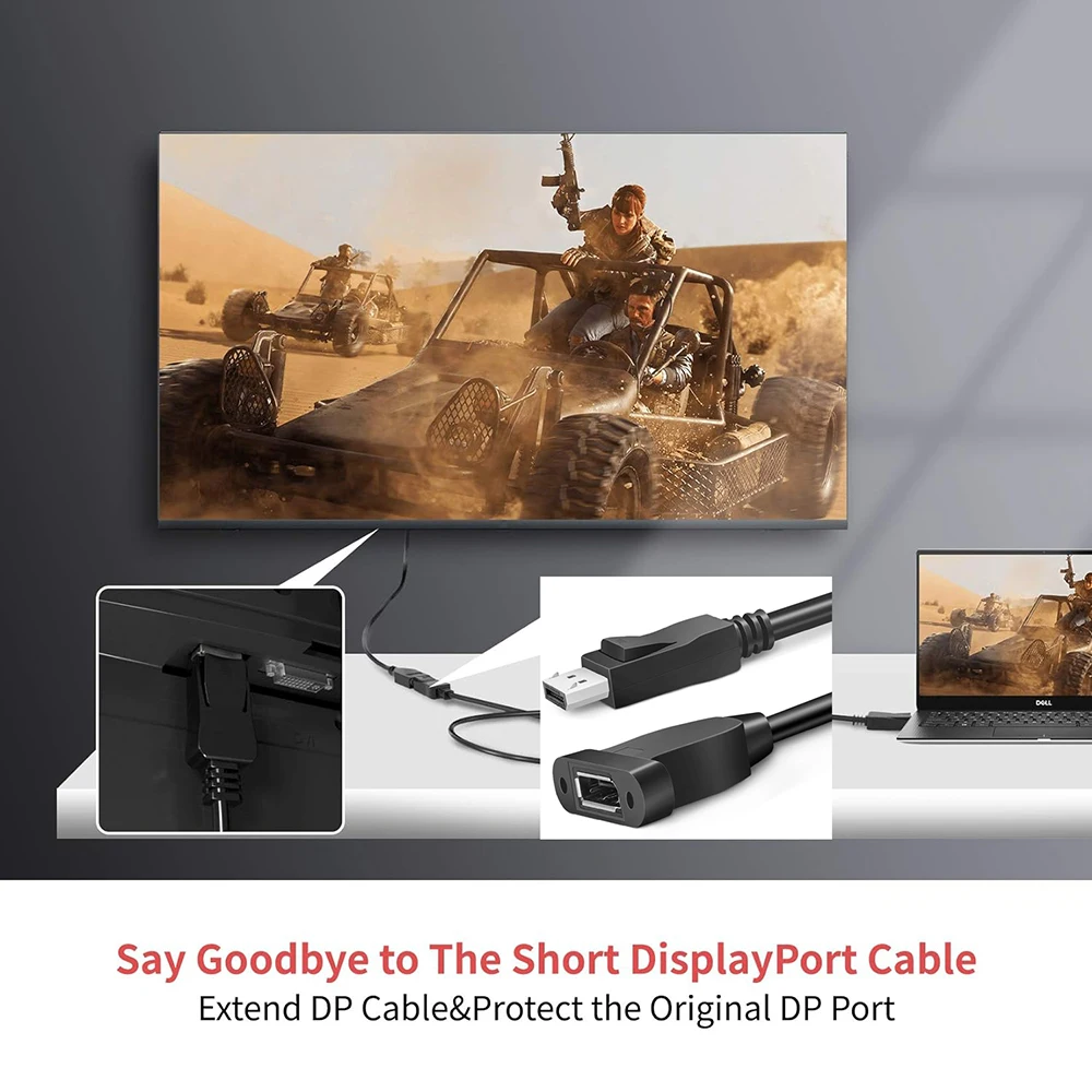 DisplayPort Extension cable 4K 60Hz DisplayPort 1.2 Extender cable DisplayPort Male to Female Kabel cord up to 144Hz/2K