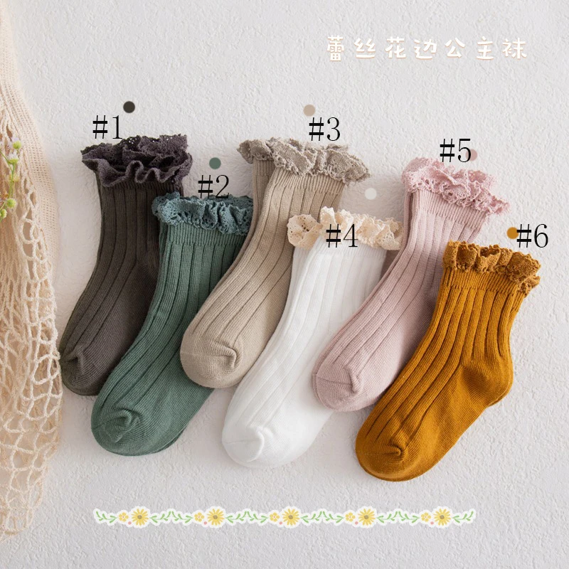 24pairs Lace Ruffle baby Long Socks girls children Flower Bows Spanish style Socks Heavy Knit Knee High Toddler Christmas Sock