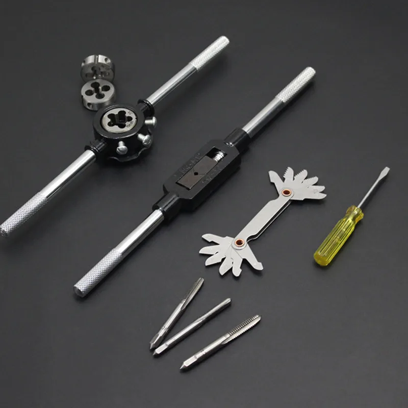 Alloy Wire Taper Die Winch Tap Die Set Alloy Steel Hardware Tool Hand Tap Wrench Die Wrench Metric Wire Tap Combination 6-110Set