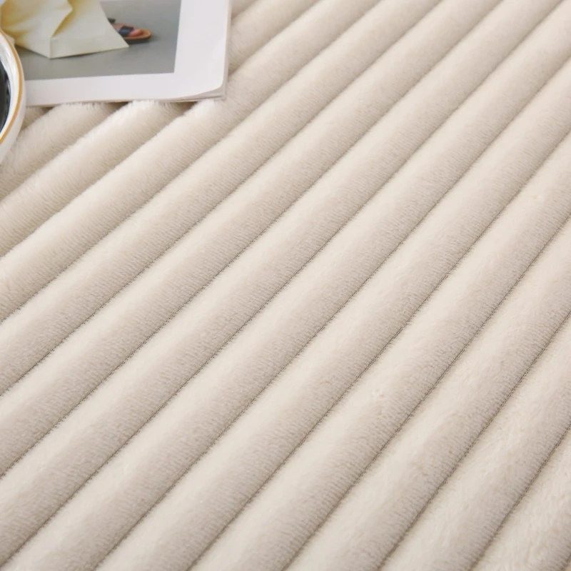 1Pc Solid Color Ribbed Plush Fitted Sheet Mattress Protector Full/Twin/Queen/King Universal for Bedroom Apartment Soft Comfortable Warm Breathable