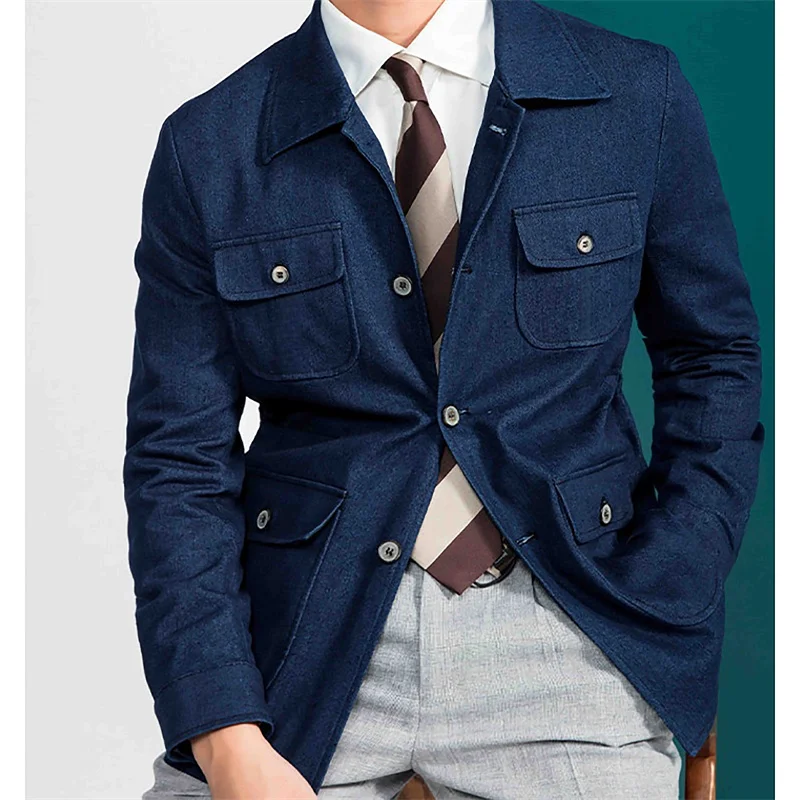 

Мужская джинсовая куртка в стиле ретро 2026 года, повседневная, с множеством карманов, для активного отдыха и ежедневных поездок, весенне-осенняя модная верхняя одежда, новинка K-pop