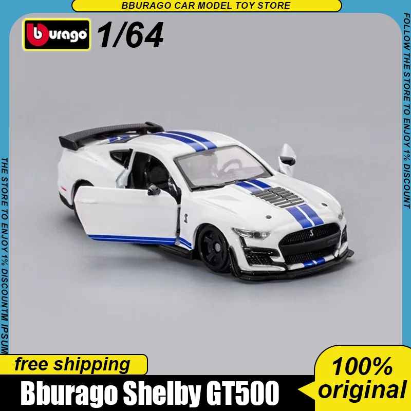 Nuevo en Stock Bburago 1:64 2020 Mustang Shelby Gt500 aleación miniatura Diecast modelo Mustang Shelby coche deportivo juguete personalizado regalo para niños