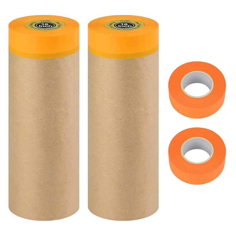 Pre-Taped Masking Paper, Tape And Drape Painters Paper Rolls, For Furniture And Car Floor Protection, Wall Covering