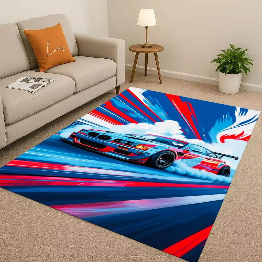 Alfombra antideslizante clásica E36 para coche de carreras, arte de dibujos animados, Moto, sala de estar, dormitorio, sala de juegos, sofá, felpudo de decoración del hogar, regalo