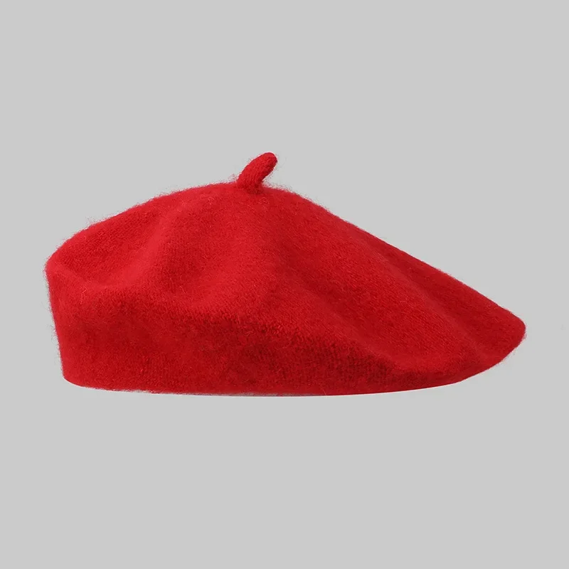 Boinas de lana para mujer, gorro cálido de estilo artista francés, boina lisa Retro, Color sólido, gorros elegantes para mujer que combinan con todo, invierno
